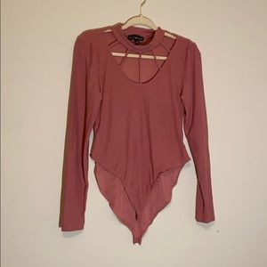 Dusty pink long sleeve bodysuit